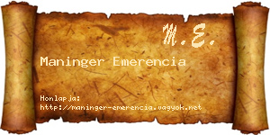 Maninger Emerencia névjegykártya